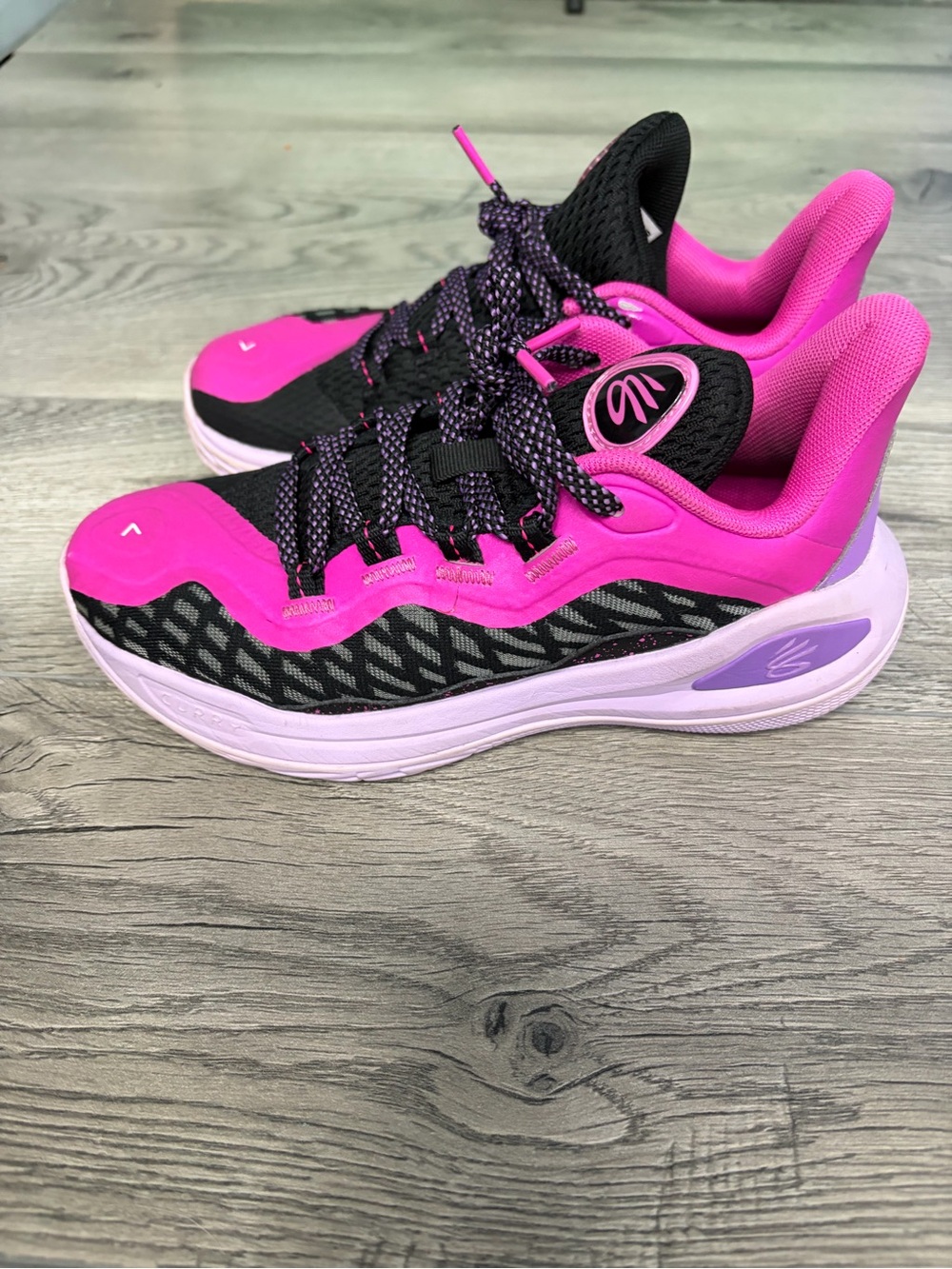 Under Armour Curry 11 'Girl Dad'  Black and Hot Pink Athletic Sneakers